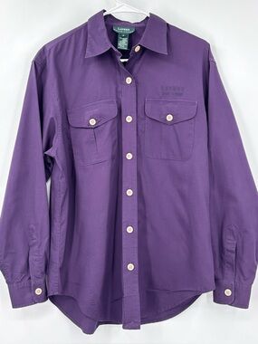 Lauren Ralph Lauren Purple Casual Button-Down Shirt